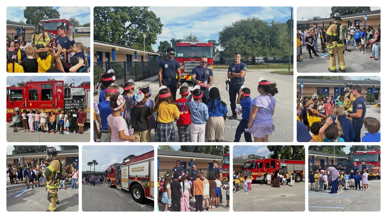 Jacksonville Fire and Rescue Engine 65 crew visiting Seacoast elementary students